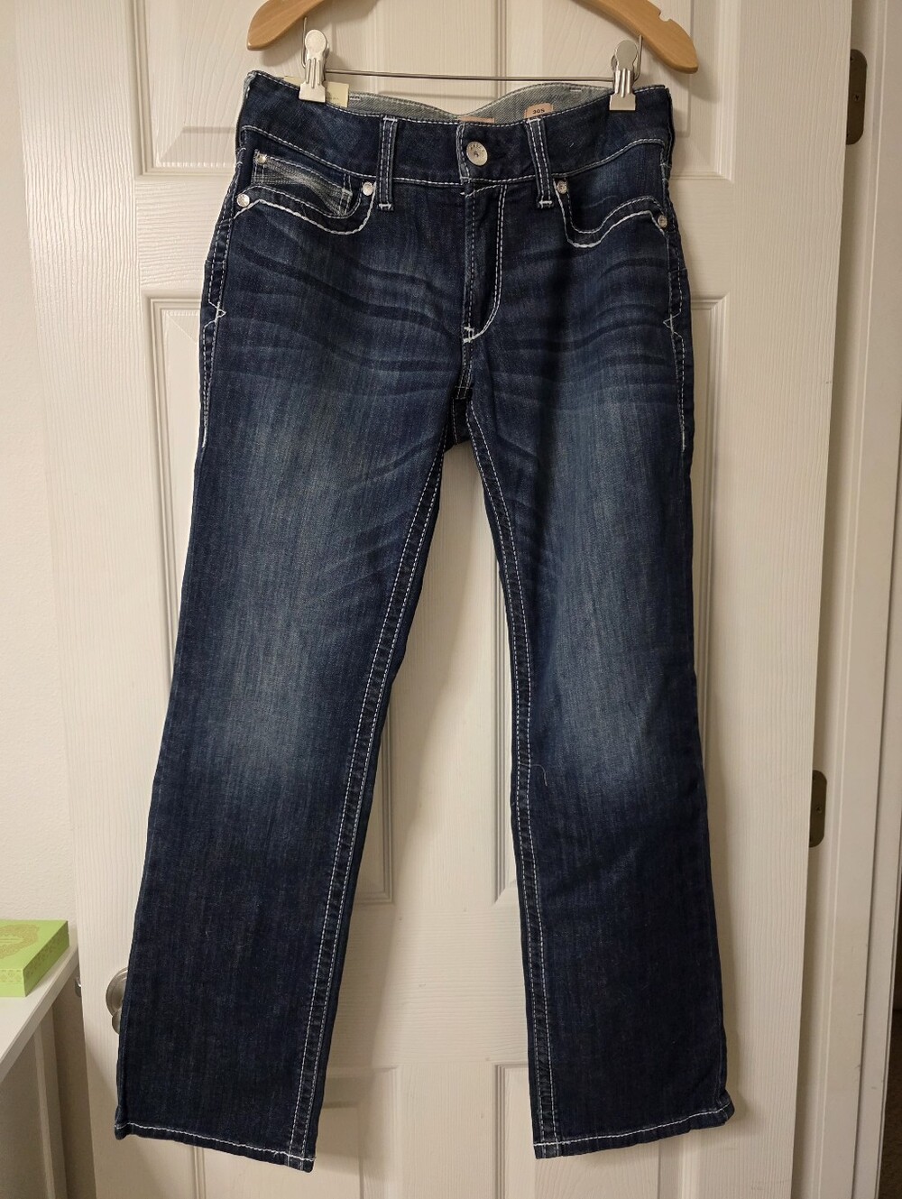 Ariat Straight Leg Dark Blue Jeans with Contrast Stitching